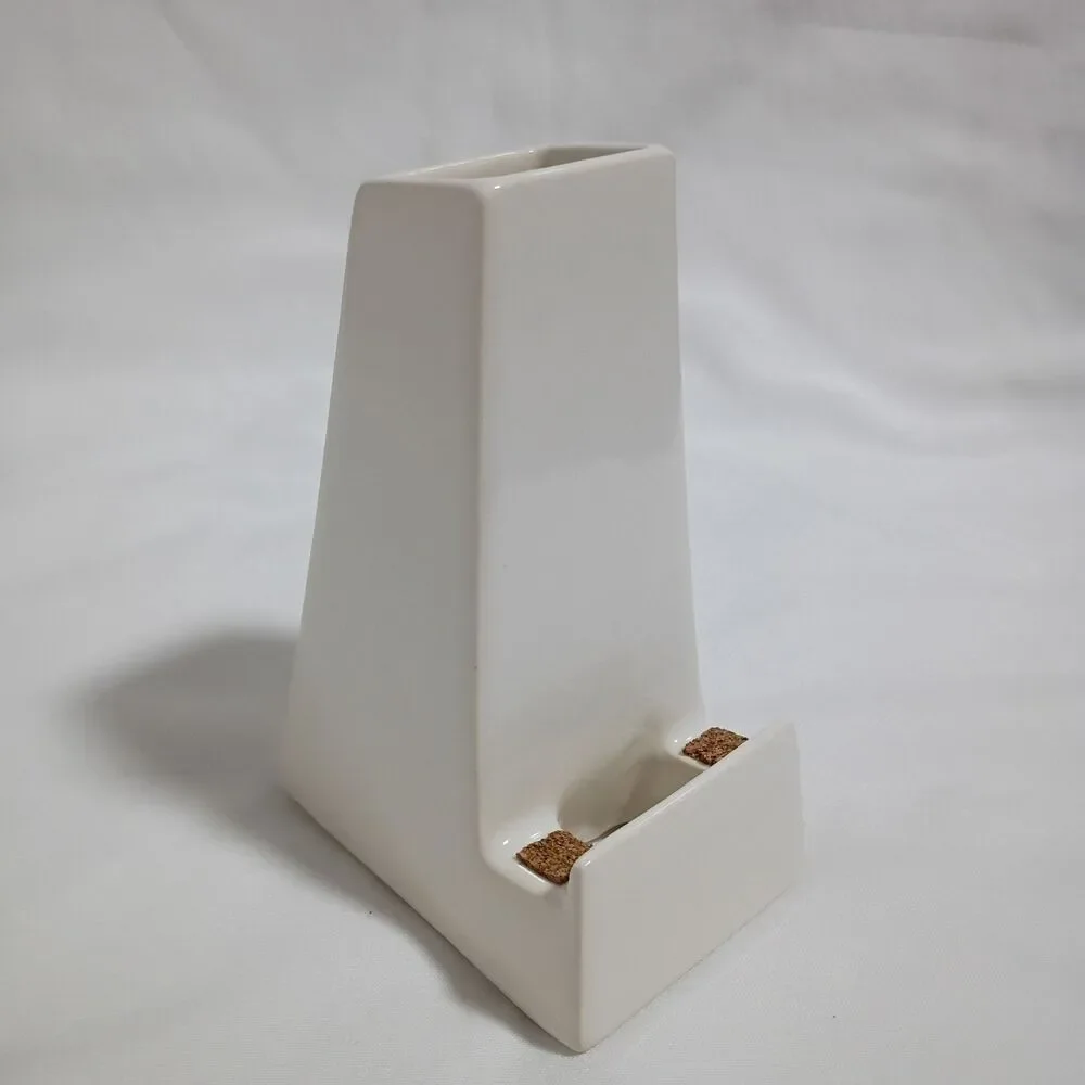STAK Ceramic Phone Stand Vase Charger Holder Minimalist Modern Desk Organizer